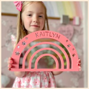 Pastel Pink Personalised Rainbow Mirror