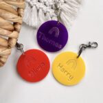 Rainbow bag tag, kids personalised key ring, name tag