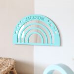 Pastel Blue Personalised Rainbow Mirror